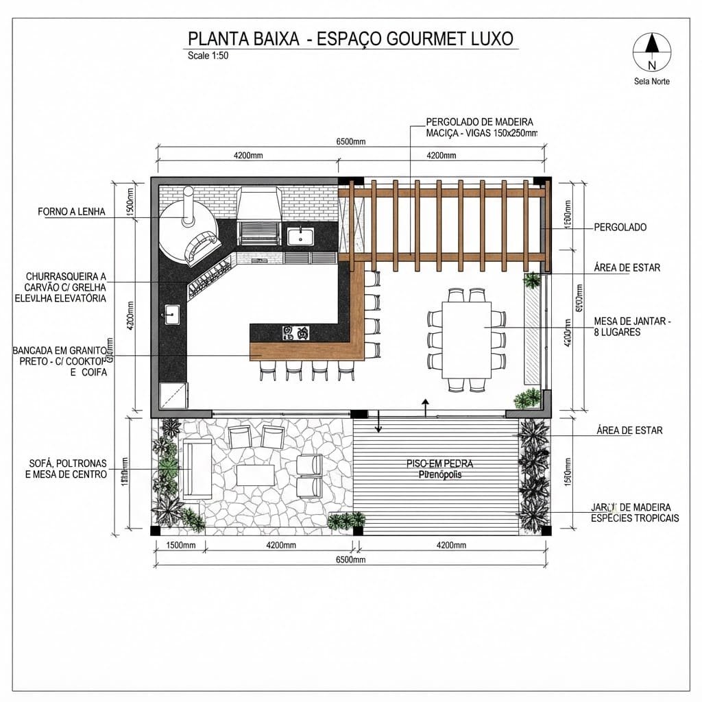 Planta técnica do projeto Espaço Gourmet Luxo