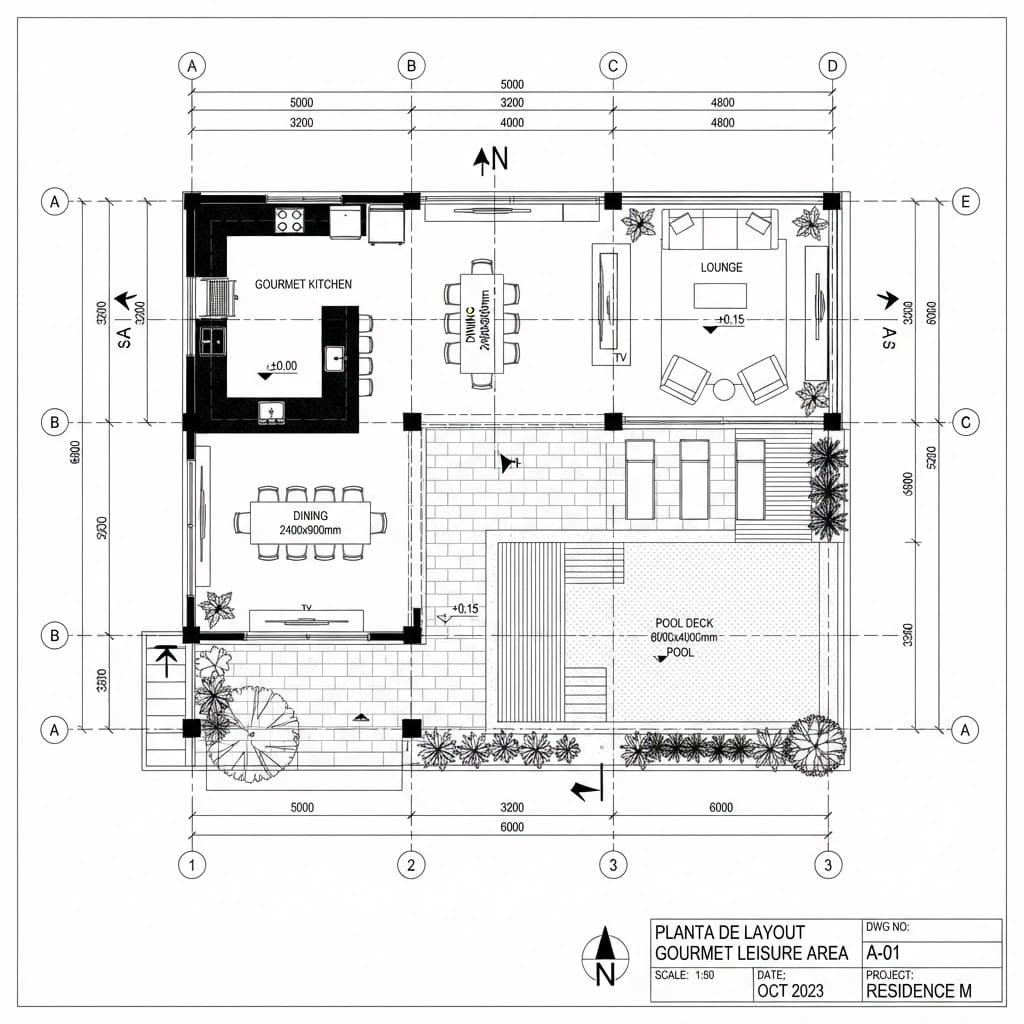 Planta técnica do projeto Área de Lazer Premium
